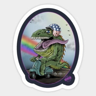 Crazy Happy Scooter Dino Sticker